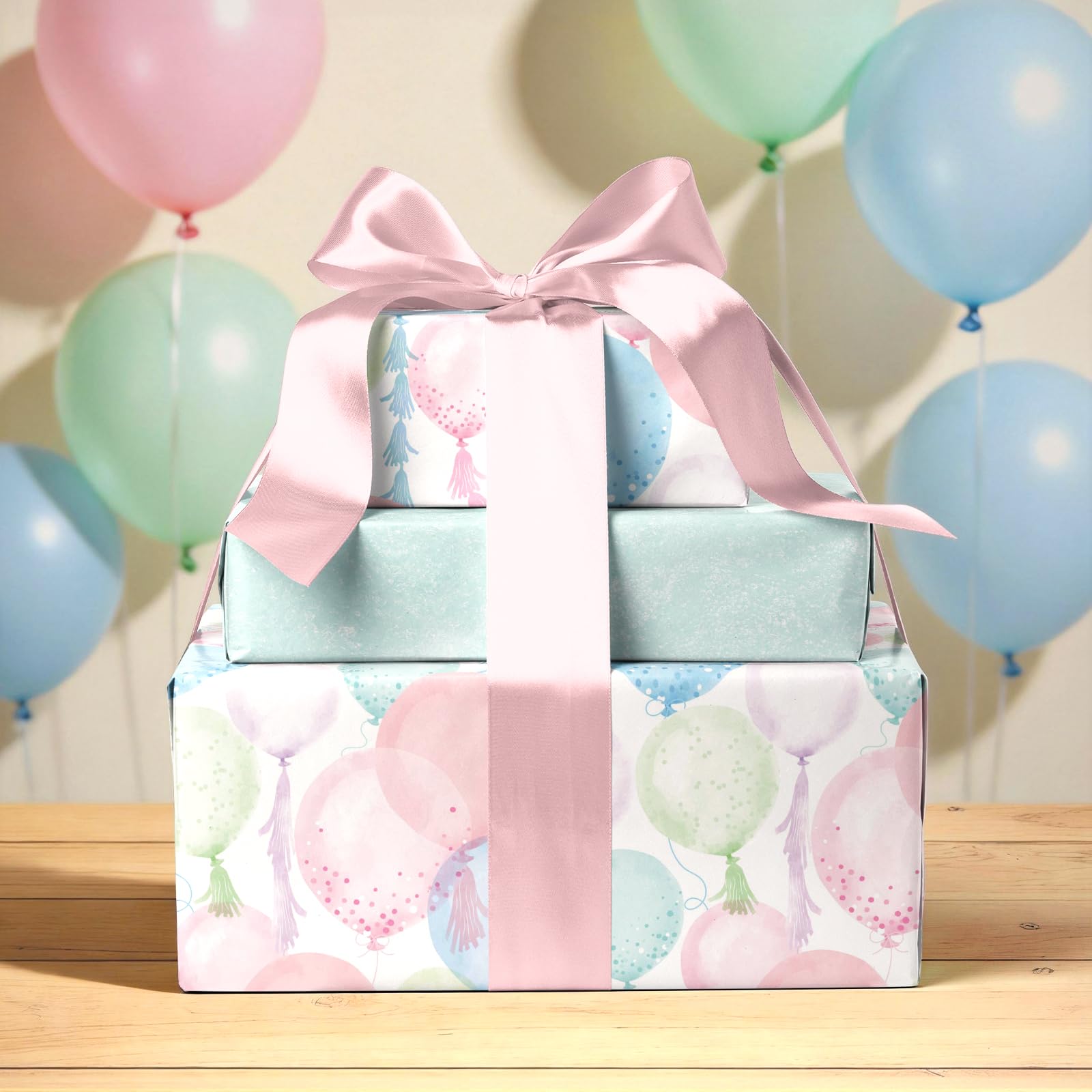 LaRibbons comparación de tamaño del rollo para ver cobertura y cuántos regalos cubre