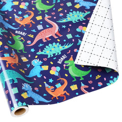 LaRibbons frente del rollo con diseño de dinosaurios y colores vivos para fiestas
