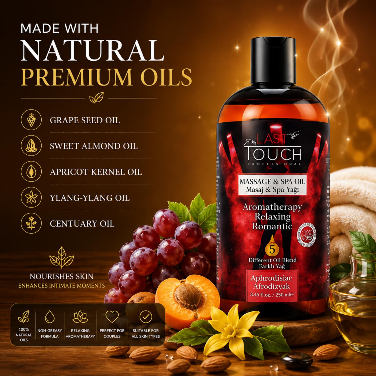 LAST TOUCH masaje en pareja en cama iluminada, crea ambiente íntimo y relajante
