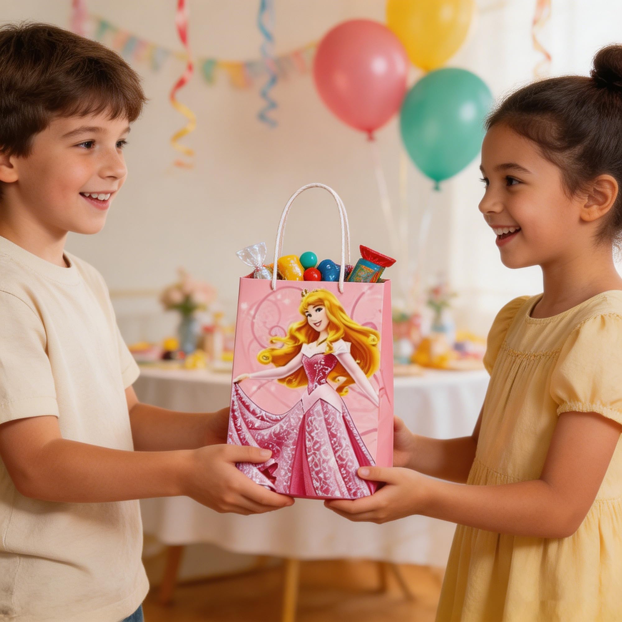 Latwerd bolsas en mesa de fiesta princesa, aportan orden y aspecto coordinado