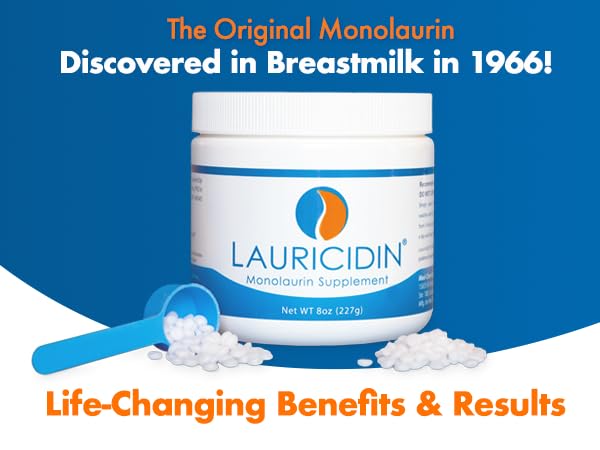 Lauricidin frasco en encimera de cocina, estilo de vida saludable