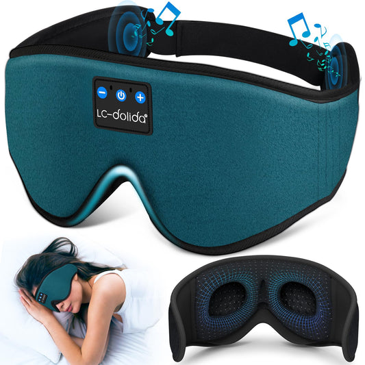 LC-dolida vista frontal de la máscara azul mostrando ajuste cómodo y bloqueo de luz