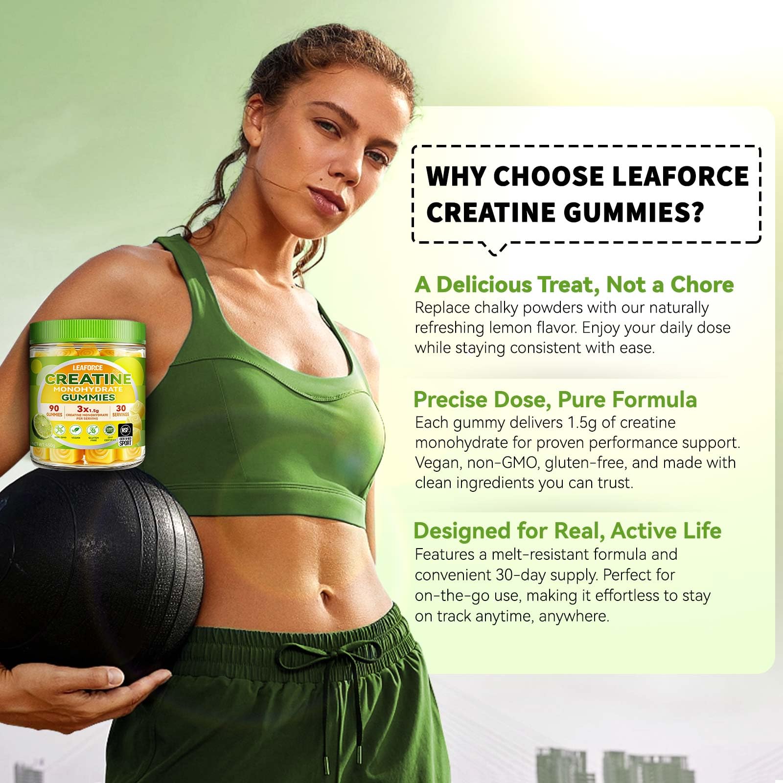 LEAFORCE etiqueta nutricional en detalle que muestra dosis y transparencia