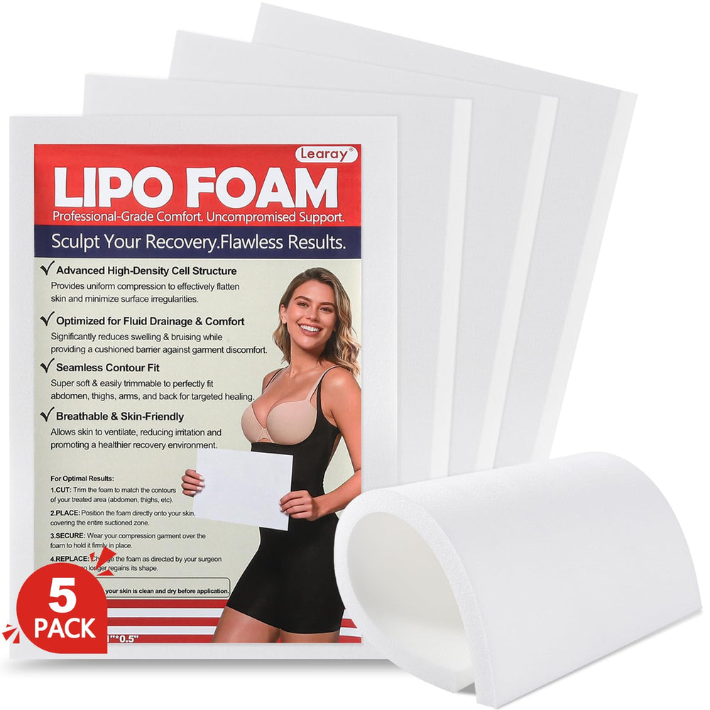 Learay almohadilla frontal del empaque mostrando 5 unidades, comodidad postoperatoria