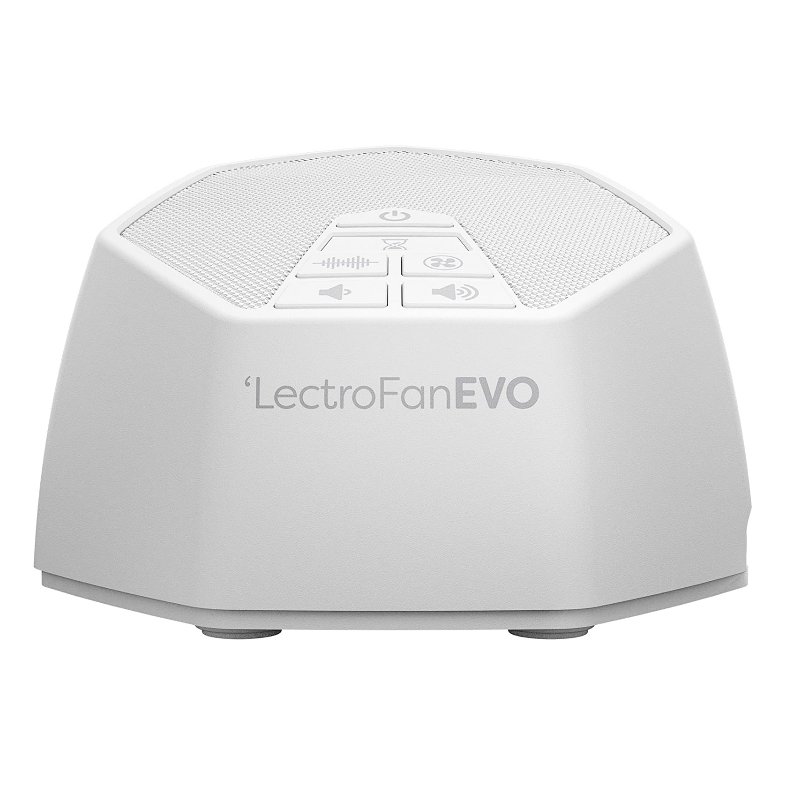 LectroFan EVO vista frontal mostrando controles y diseño compacto, mejora del sueño