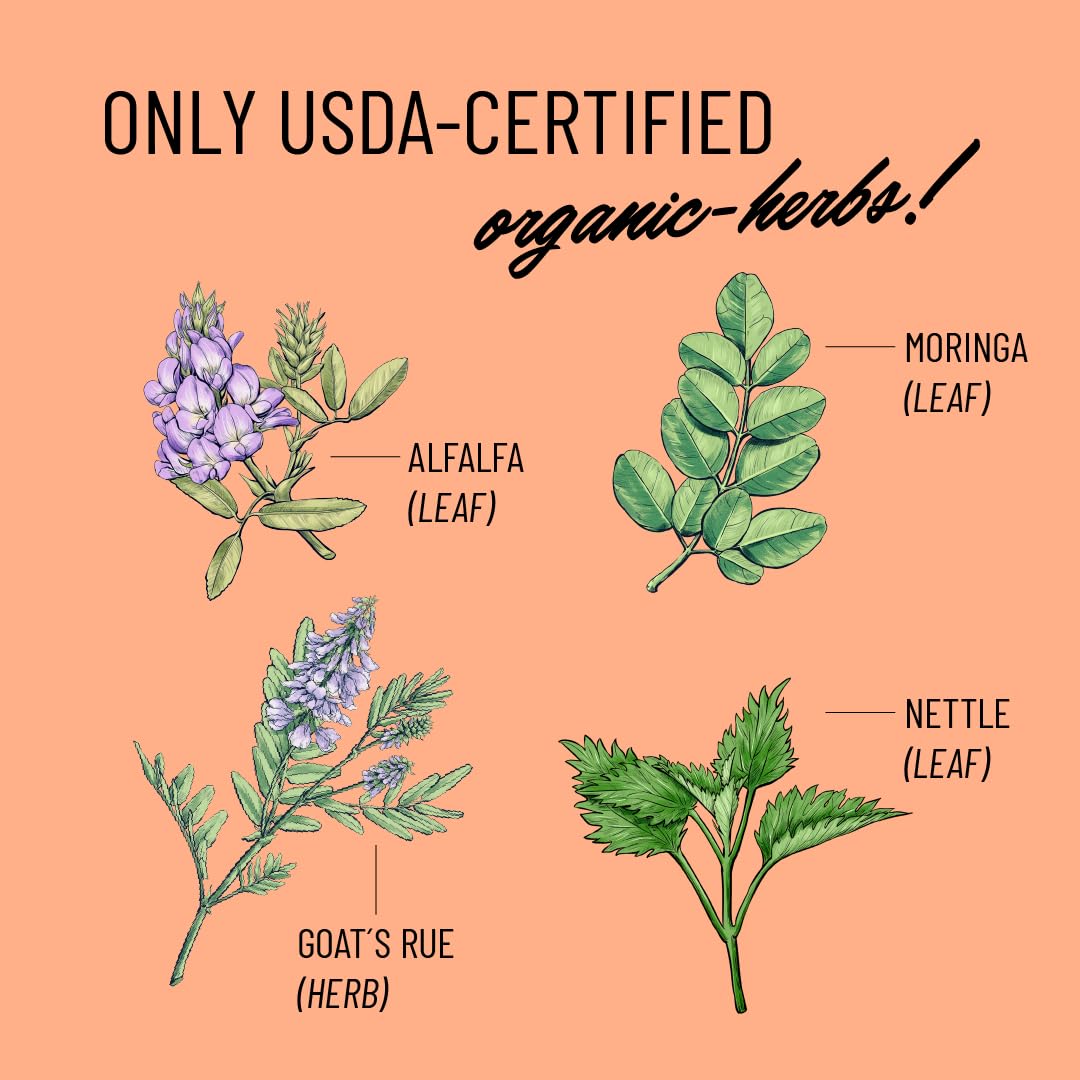 Ingredientes orgánicos moringa y alfalfa usados por Legendairy Milk para apoyo