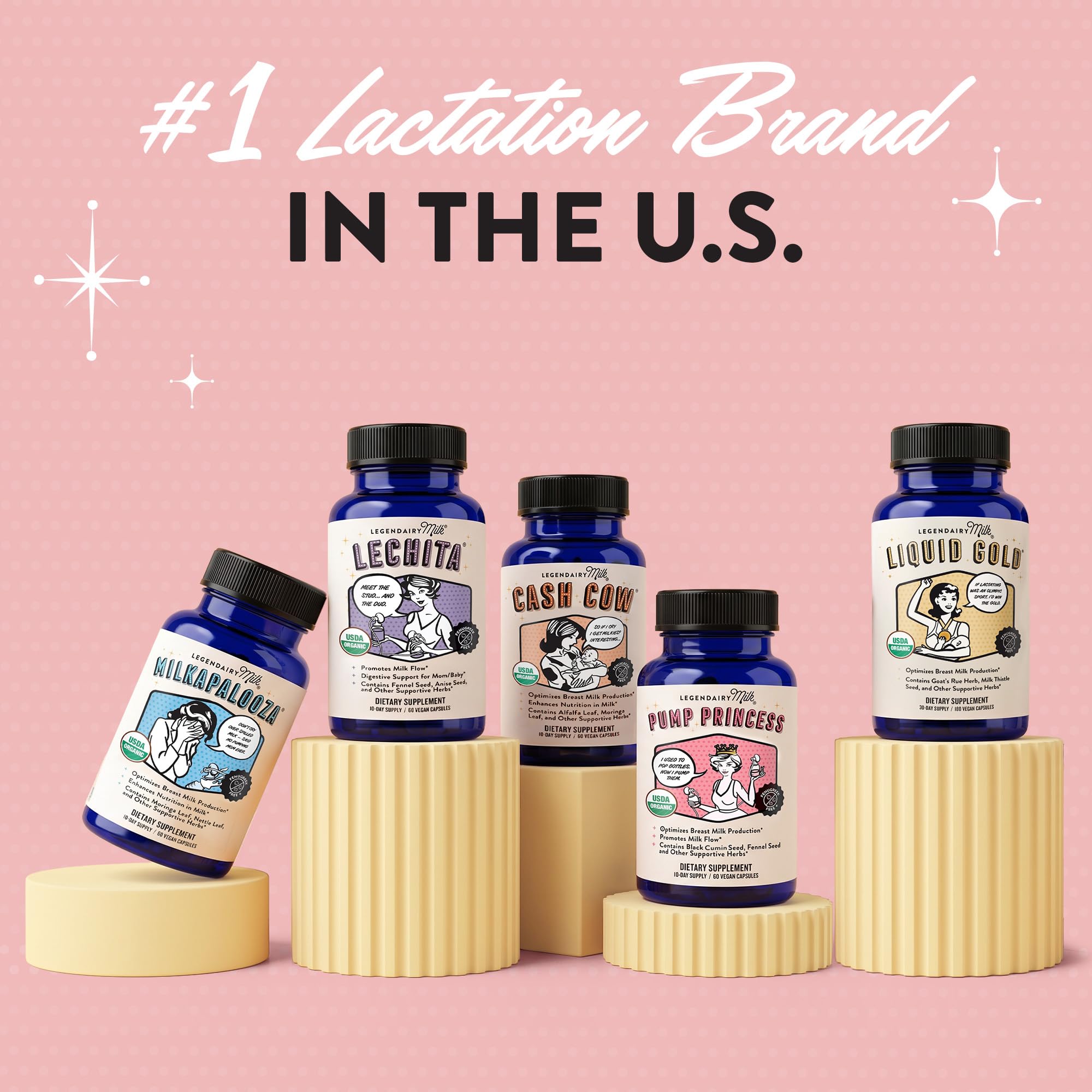 Legendairy Milk cápsulas orgánicas a primer plano facilitan la toma diaria