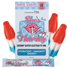 Legendairy Milk envase frontal mostrando pack de 18 sobres y sabor Retro Pop