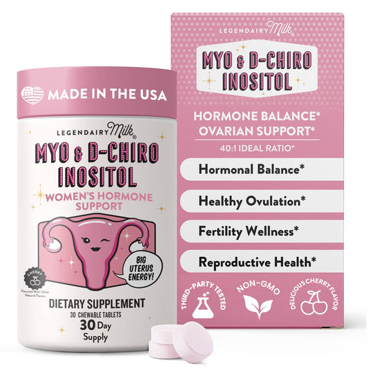Legendairy Milk frente del empaque mostrando suministro de 30 días y beneficio práctico