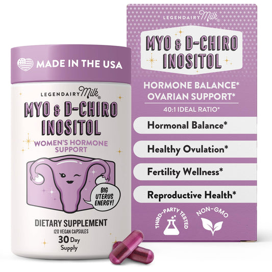 Legendairy Milk frente del envase mostrando 120 cápsulas y beneficios