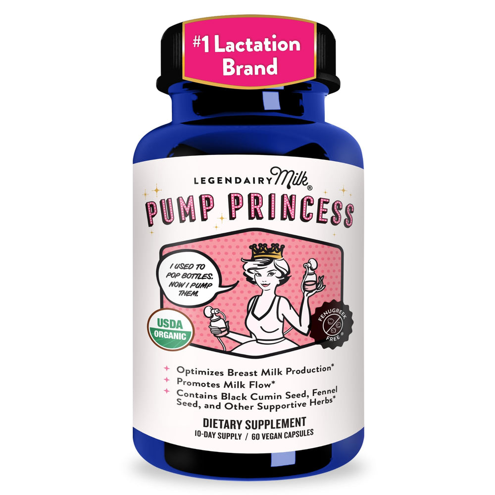 Legendairy Milk Pump Princess vista frontal del envase, fórmula segura y sin fenogreco