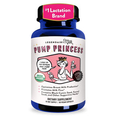 Legendairy Milk Pump Princess vista frontal del envase, fórmula segura y sin fenogreco