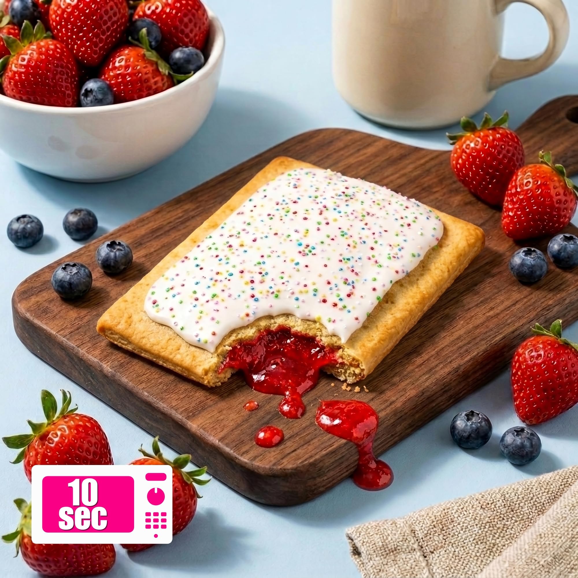 Legendary Foods pastelito fresa en mesa de desayuno como alternativa saludable