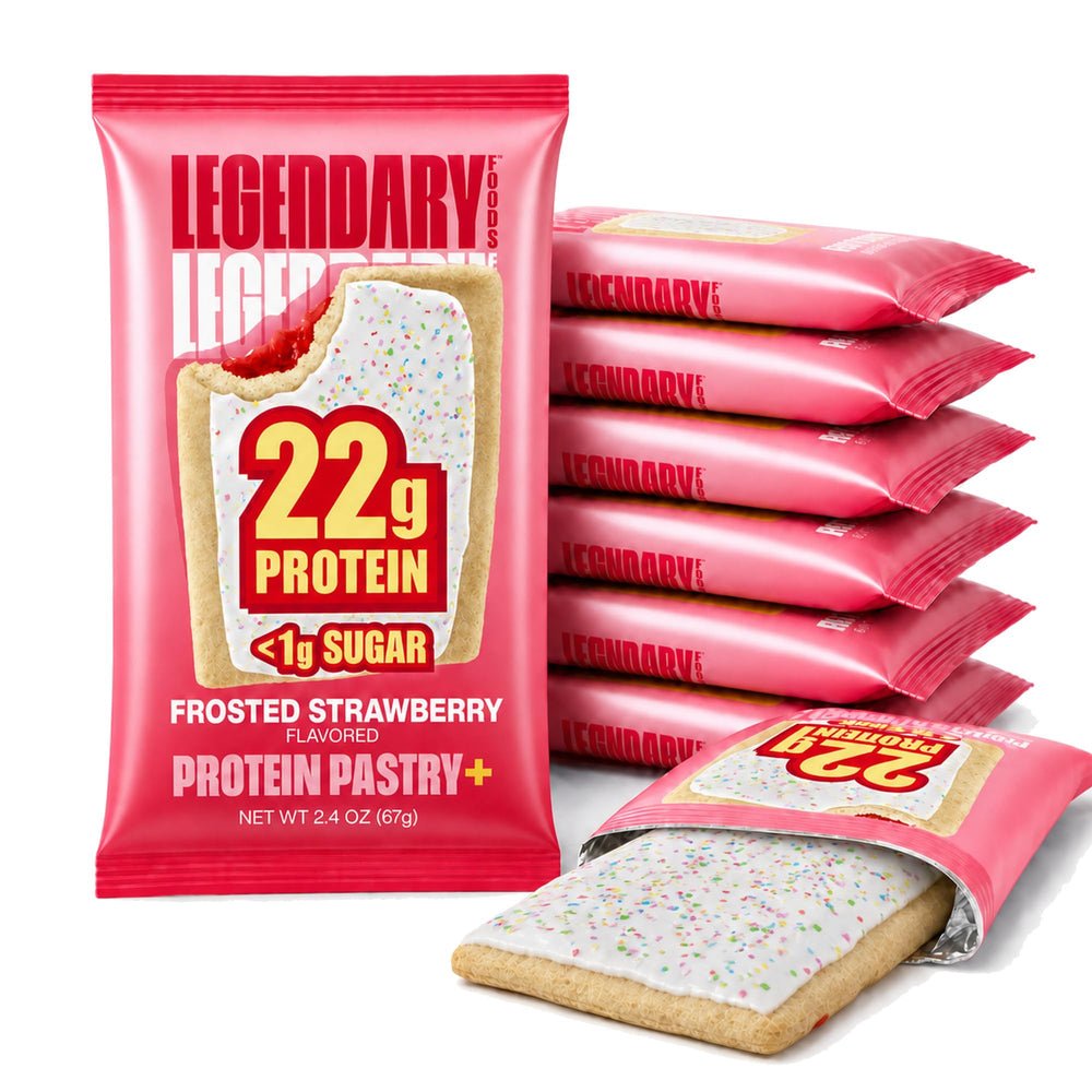 Legendary Foods pastelito fresa frontal, apariencia apetecible y listo para comer