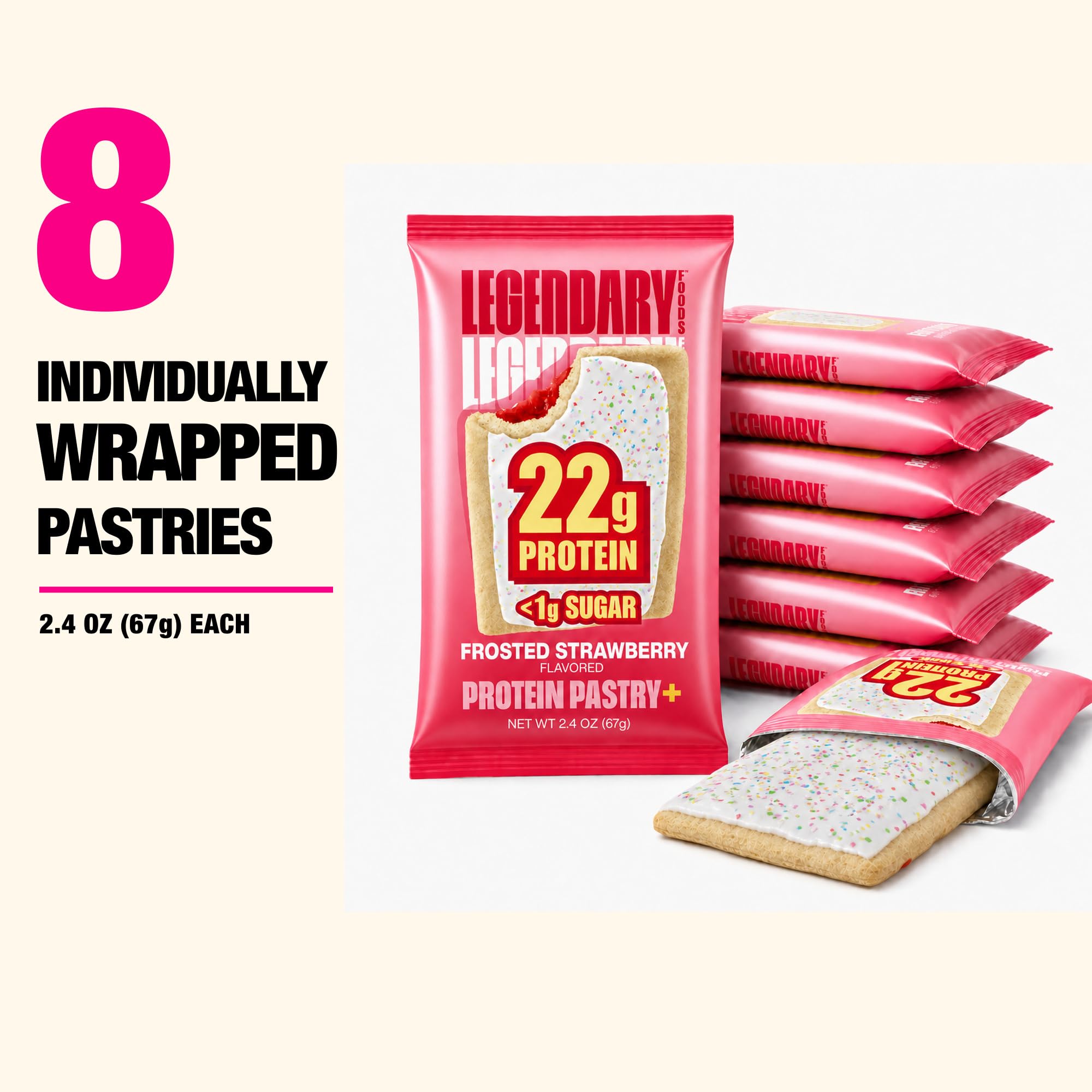 Legendary Foods pastelito fresa ingredientes principales ilustrados y beneficiosos