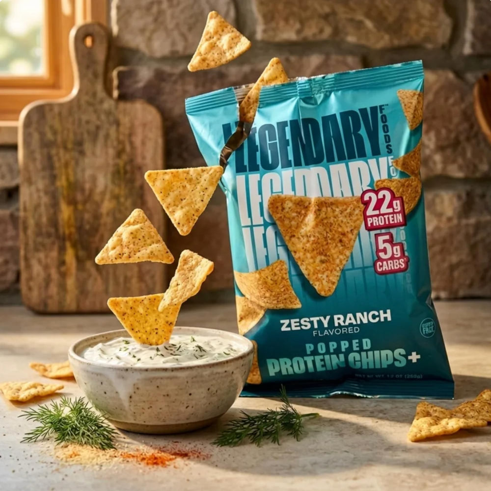 Legendary Foods chips con dip ranch, sabor intenso y opción para compartir