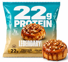 Legendary Foods vista frontal del pack mostrando rollo glaseado y beneficios