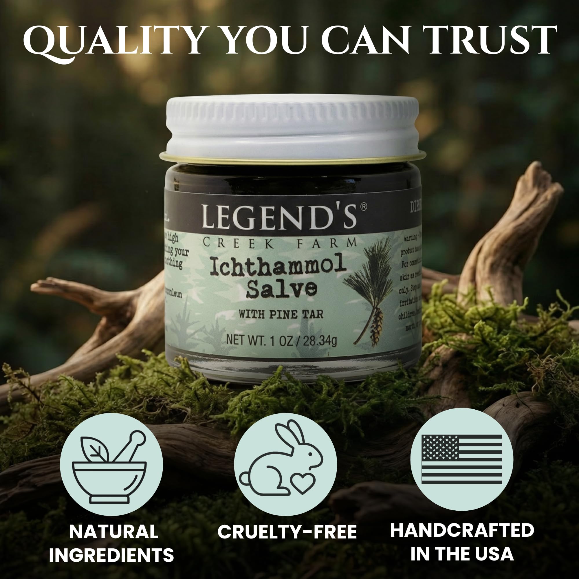 Legend’s Creek tamaño en mano para referencia de uso y cantidad