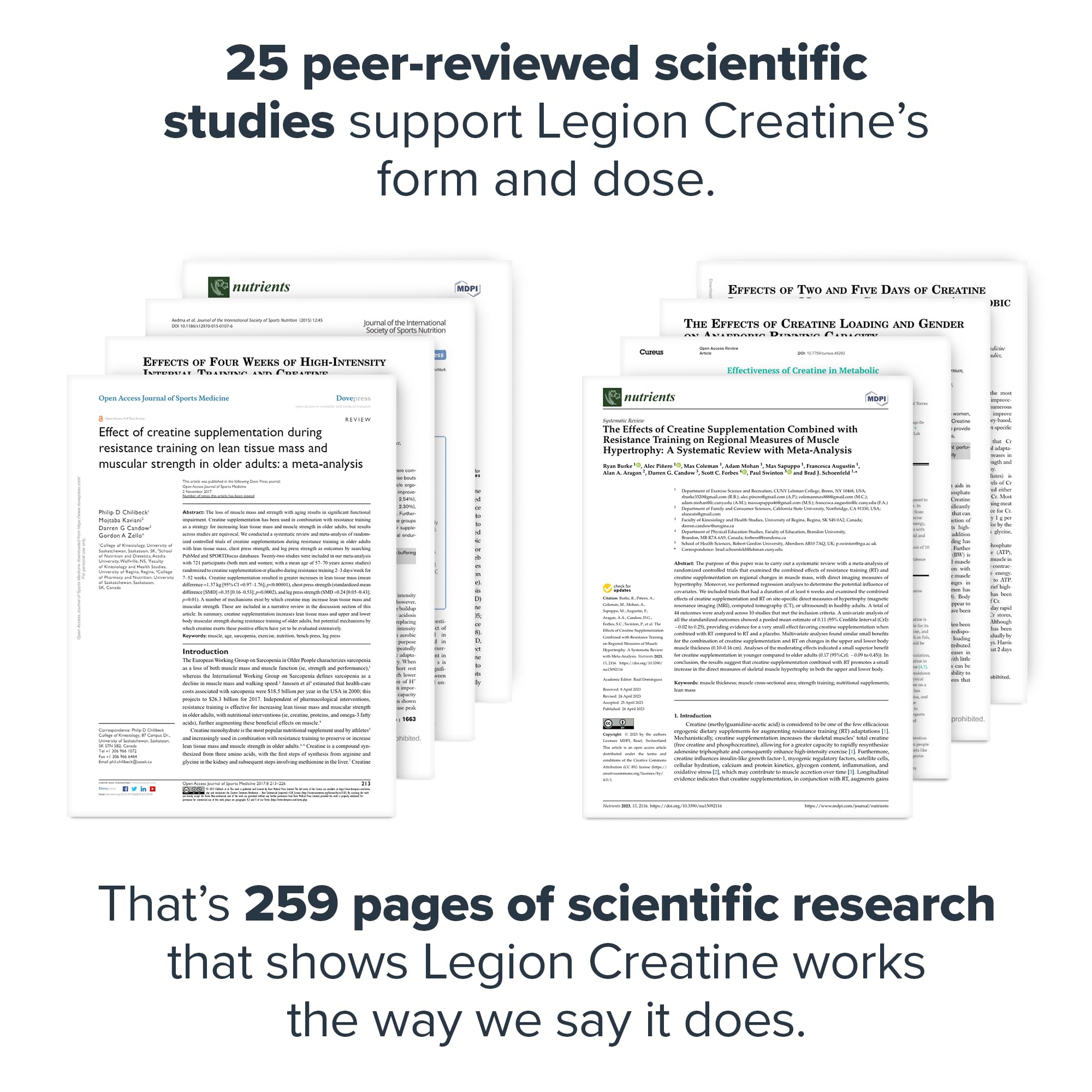 LEGION Creatina micronizada con cucharada de medida para dosis consistente.