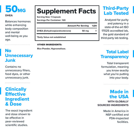 LEGION DHEA 50mg cápsulas: energía diaria para un estilo de vida activo.