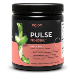 LEGION bote frontal Green Apple mostrando el envase y beneficios visibles
