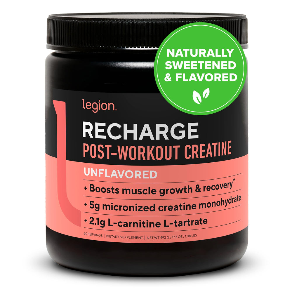 LEGION Recharge powder tub for post-workout recovery and muscle support.
