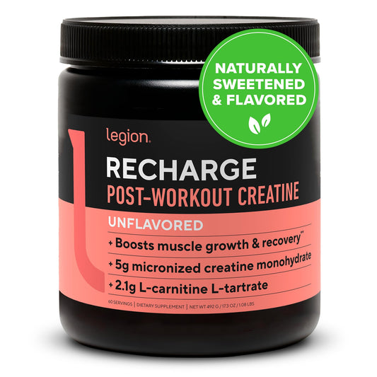 LEGION Recharge powder tub for post-workout recovery and muscle support.