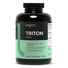 LEGION frasco Triton frente mostrando etiqueta y tamaño beneficios