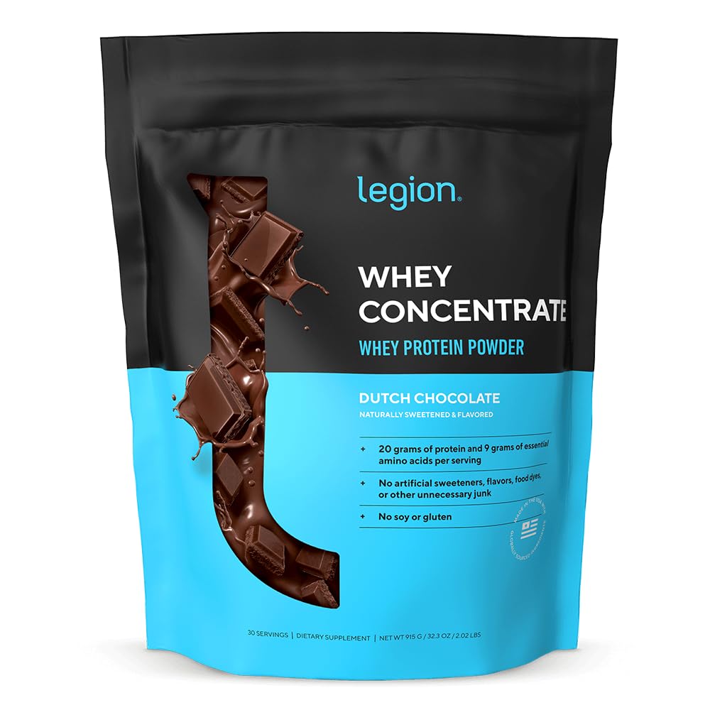 LEGION Whey Protein Chocolate tub highlights premium concentrate for lean muscle support
