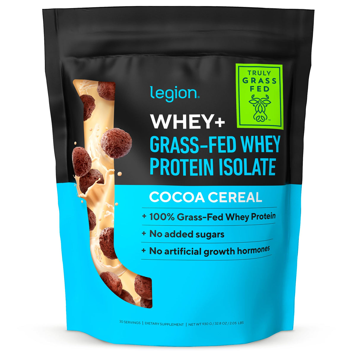 Envase de Legion Whey+ Aislado, proteína de suero de alta pureza lista para tomar.