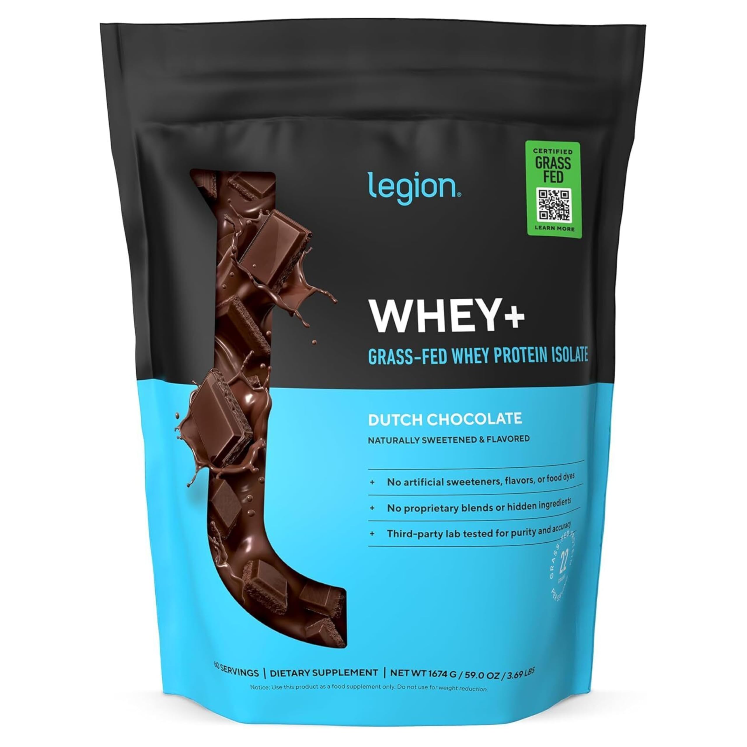 LEGION envase frontal chocolate mostrando etiqueta clara y beneficios