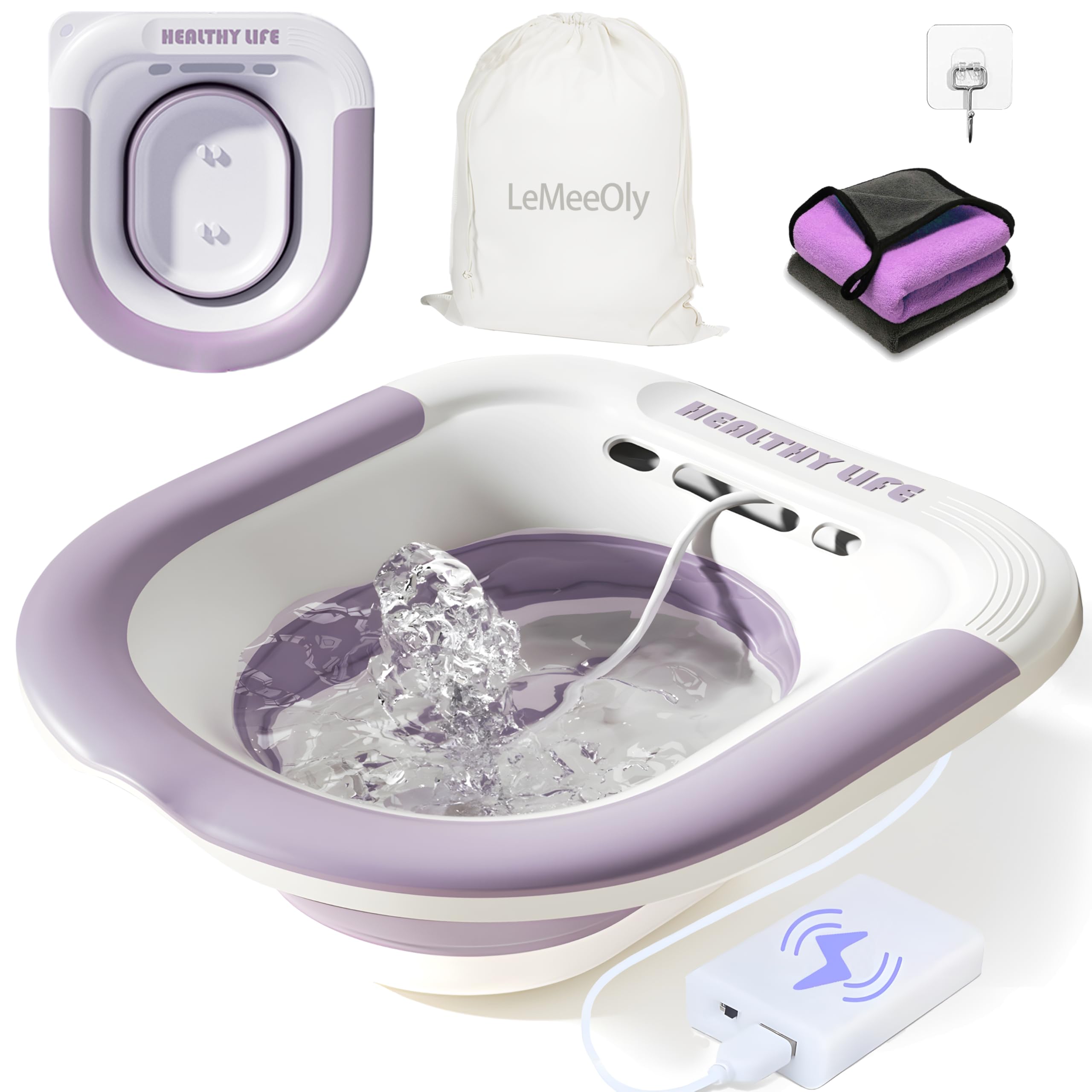 LeMeeOly vista frontal del bañito morado, práctico y cómodo