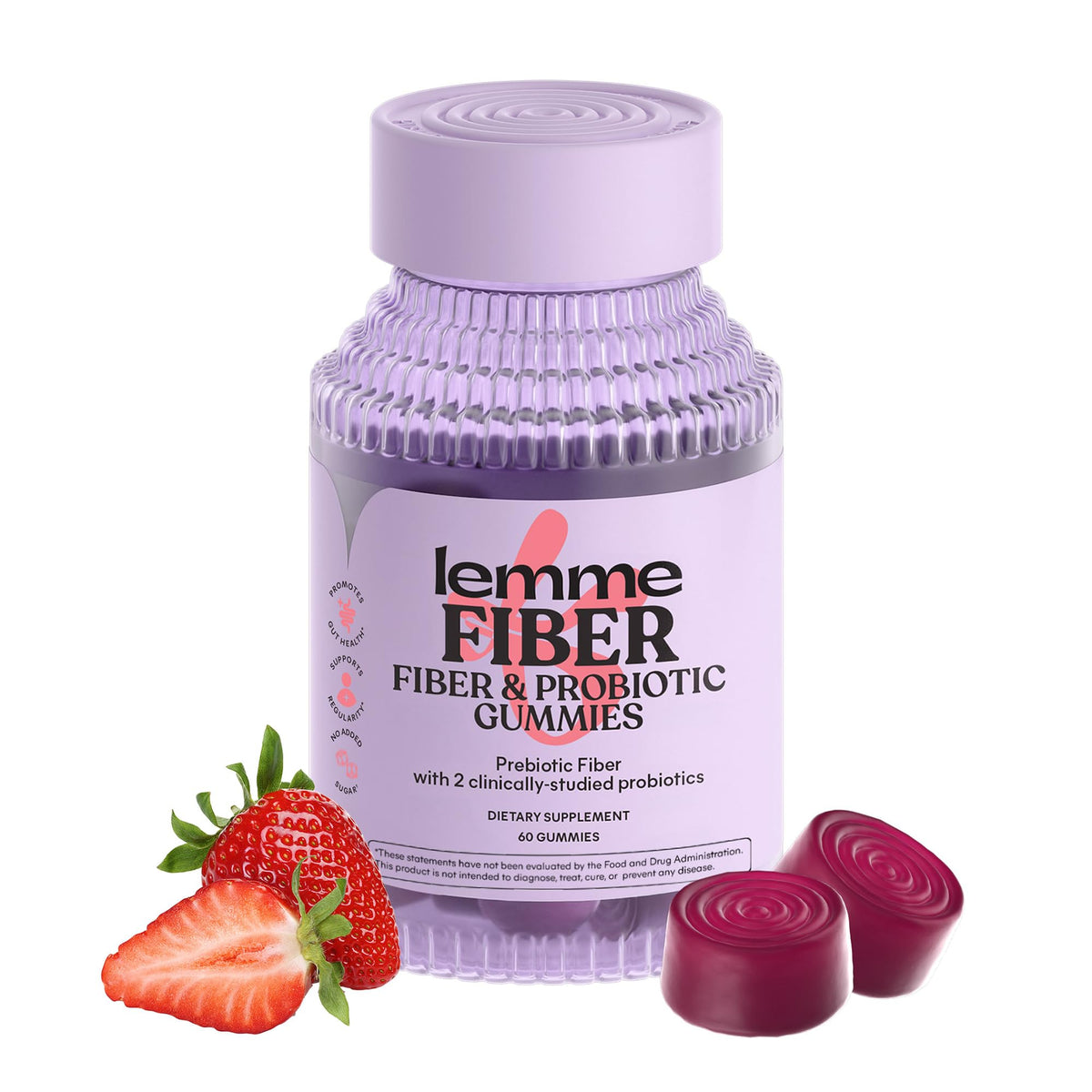 Lemme envase frontal de Fiber & Probiotic Gummies mostrando diseño y beneficio digestivo