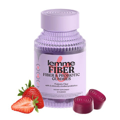 Lemme envase frontal de Fiber & Probiotic Gummies mostrando diseño y beneficio digestivo