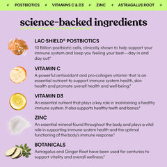 Etiqueta de Lemme Immunity con lista de ingredientes y beneficios clave visibles para transparencia
