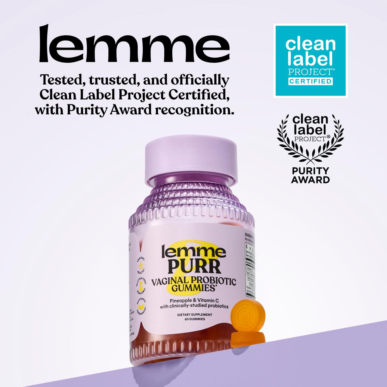 Lemme Purr etiqueta nutricional clara que muestra ingredientes activos