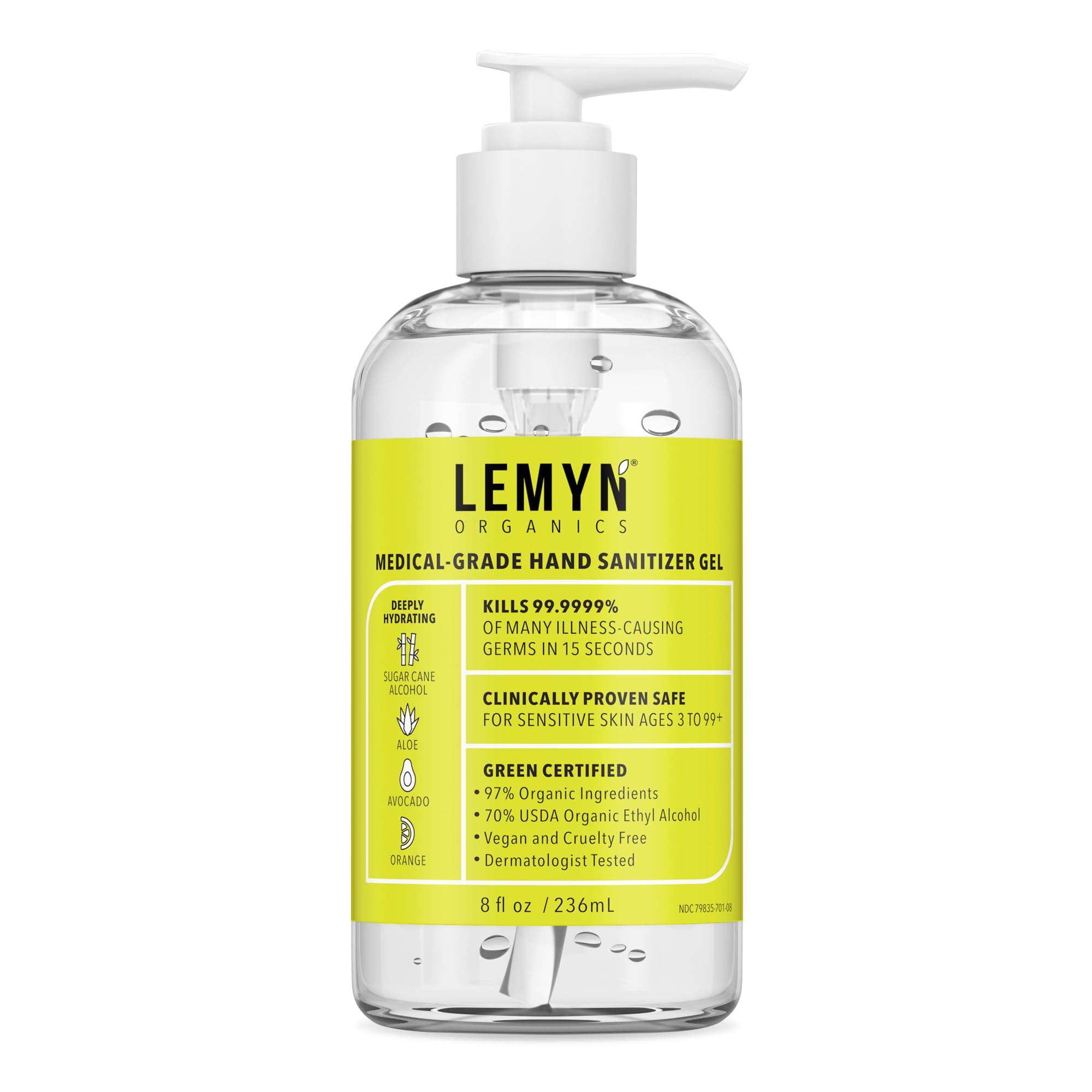 Lemyn Organics frente del envase mostrando dosificador y beneficio hidratante