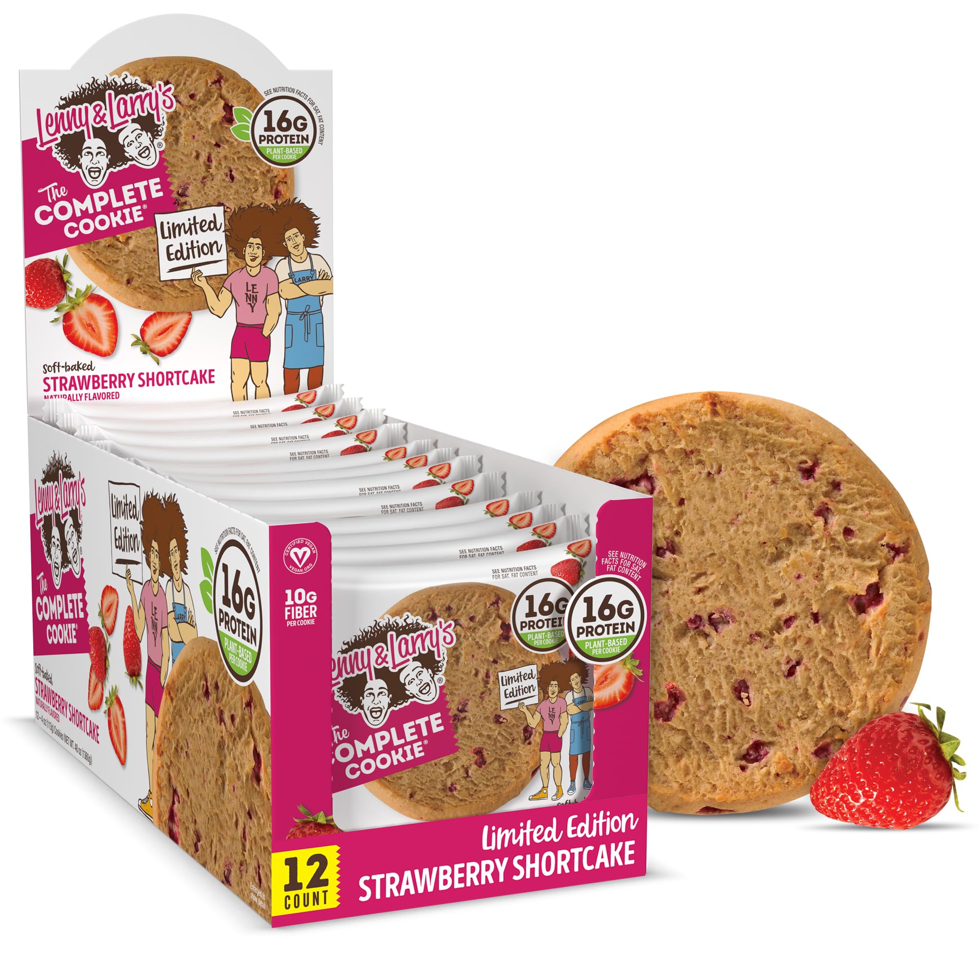 Lenny & Larry's empaque frontal Strawberry Shortcake, práctico para llevar y nutritivo