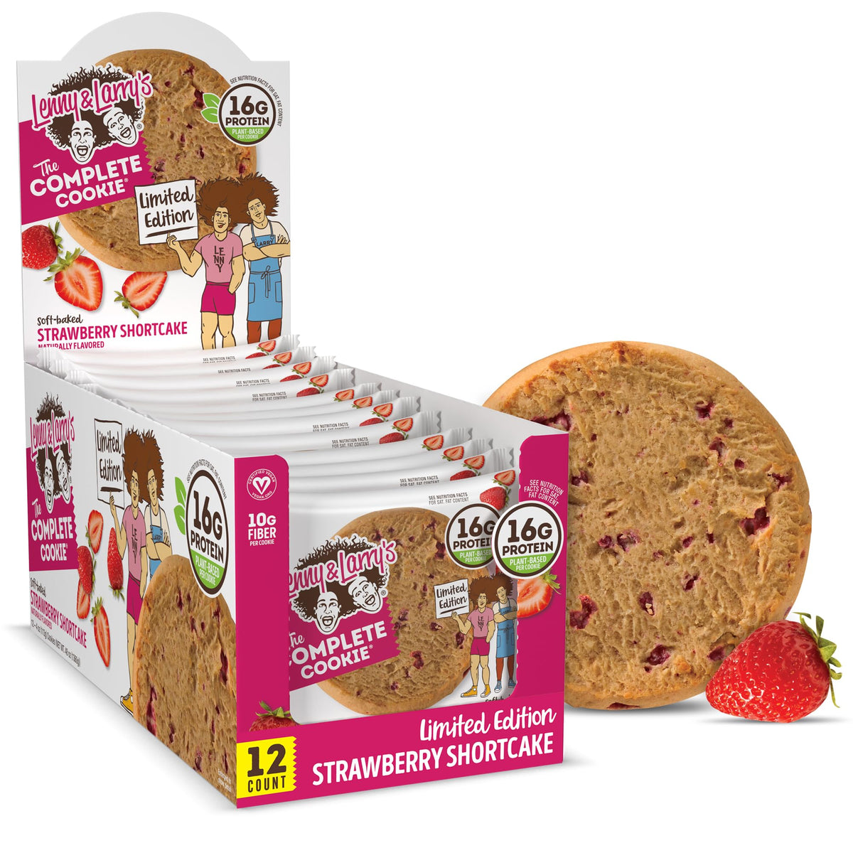 Lenny & Larry's empaque frontal Strawberry Shortcake, práctico para llevar y nutritivo