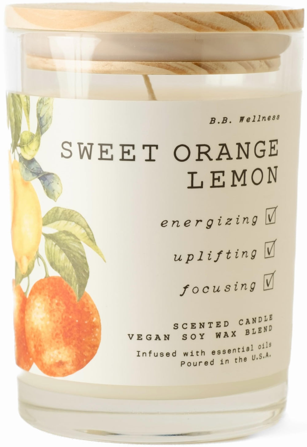 LEOBEN COMPANY vela Sweet Orange Lemon vista frontal con diseño elegante y aroma cítrico
