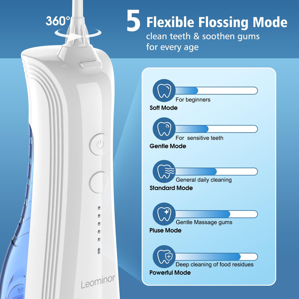 Leominor flosser depósito desmontable mostrando facilidad de limpieza