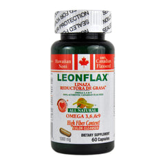 Leonflax frente del envase mostrando 60 cápsulas y beneficios digestivos