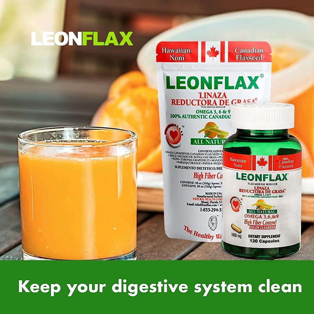 Ingredientes naturales Leonflax con frutas y plantas para nutrición