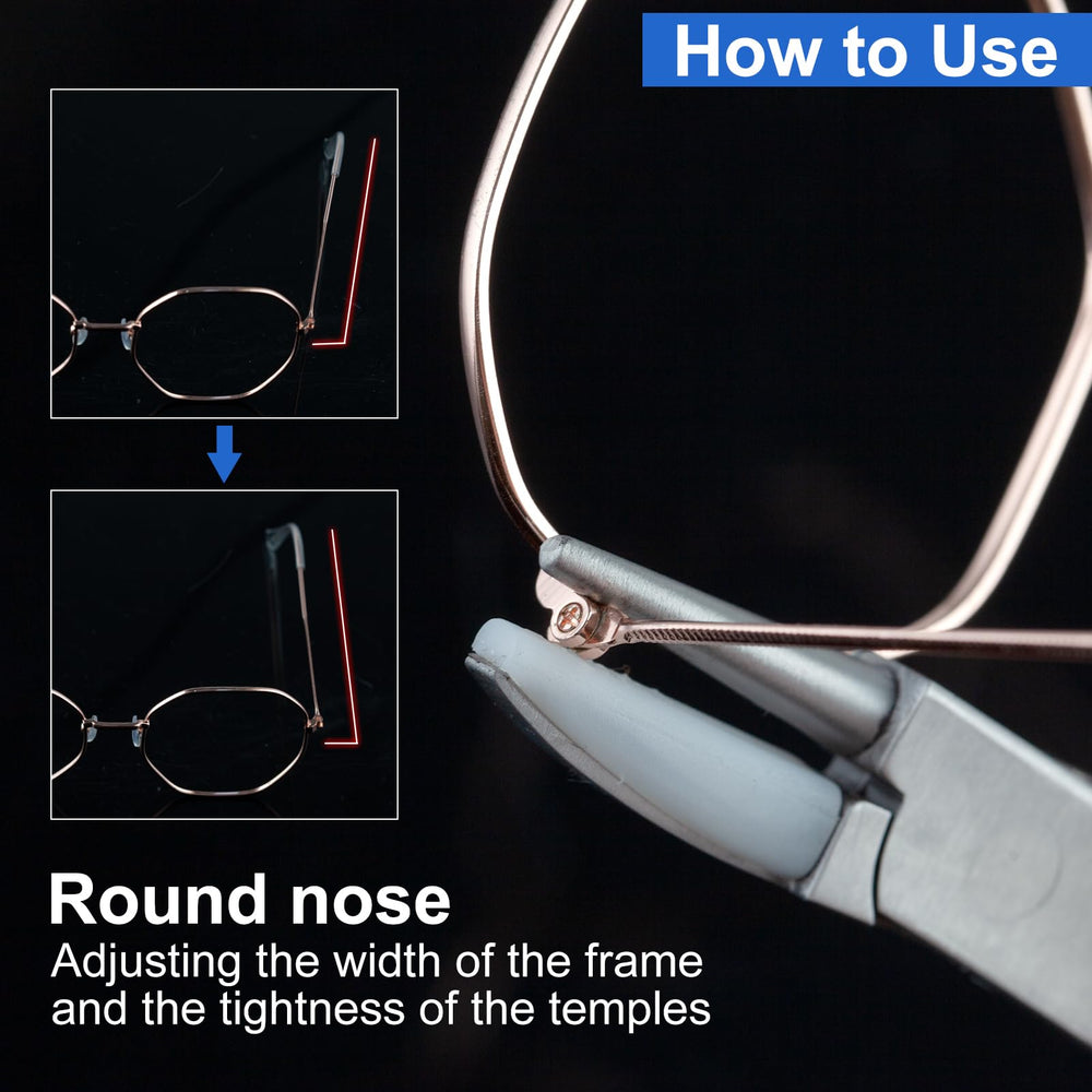 LEONTOOL alicate ajustando una montura de gafas con precisión y control