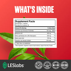 LES Labs ingredientes clave en mesa: berberina, olivo, alfalipoico beneficios
