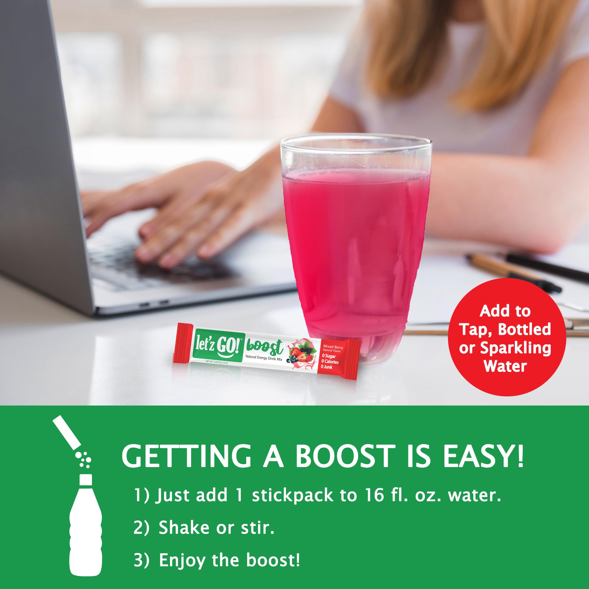 Let'z Go! uso en gimnasio con botella, aporta energía y recuperación