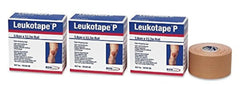 Leukotape P rollo visible de frente mostrando etiqueta y uso práctico