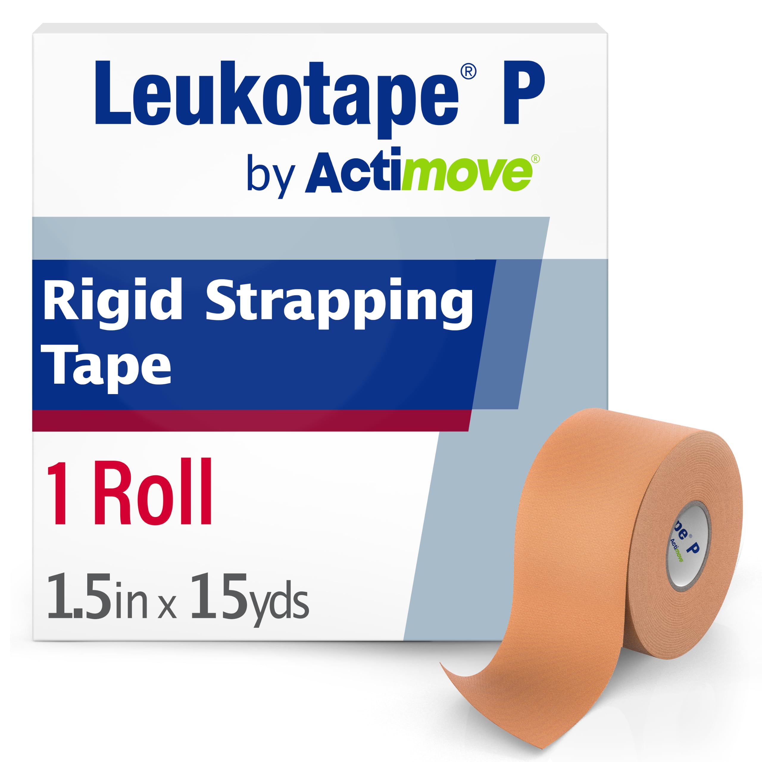 Leukotape P vista frontal del rollo muestra presentación profesional y utilidad