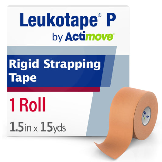 Leukotape P vista frontal del rollo muestra presentación profesional y utilidad
