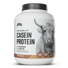 Levels frente de envase Chocolate 4LB mostrando información clave y beneficio
